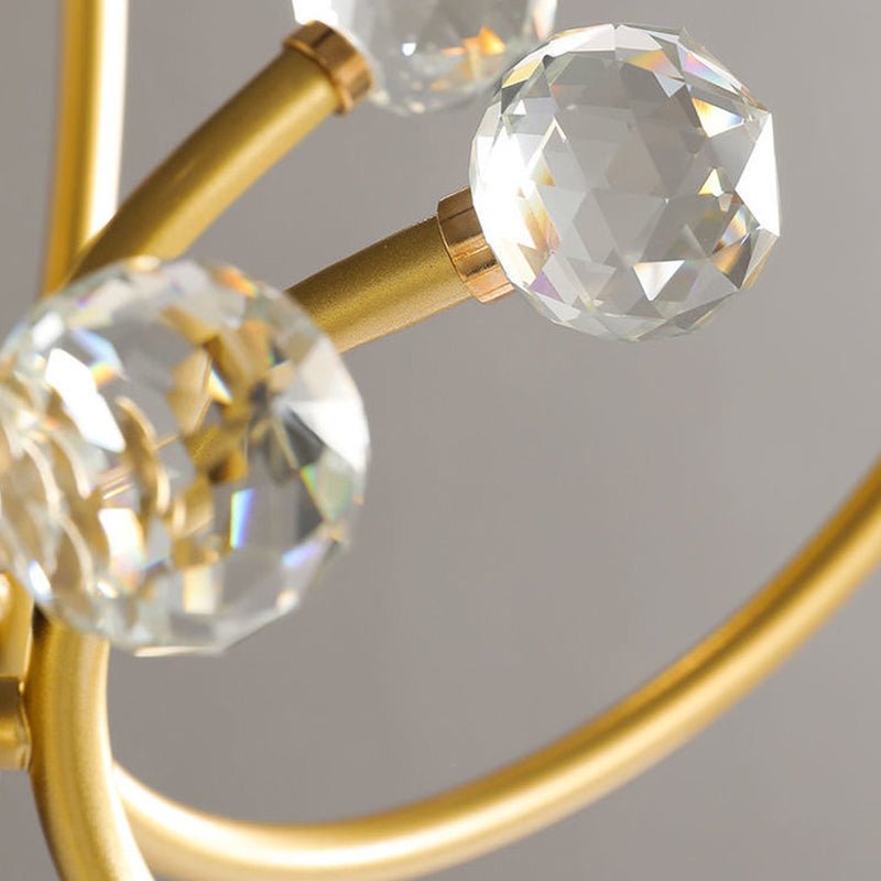 Thehouselights-4 Light Crystal Amber Glass Sputnik Chandelier-Chandelier--