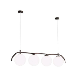 Thehouselights-4-Light Linear Chandelier with Glass Globes-Chandelier-Antique Bronze-