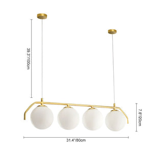 Thehouselights-4-Light Linear Chandelier with Glass Globes-Chandelier-Antique Bronze-