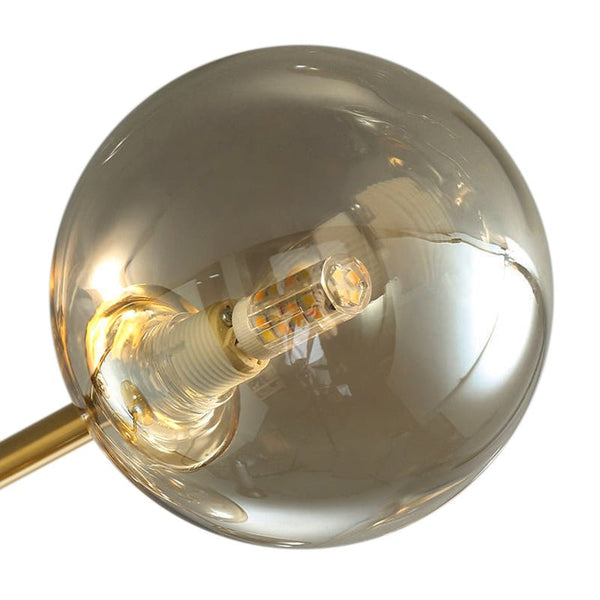Thehouselights-4 Light Smoke Gray Glass Globe Sputnik LED Semi Flush Mount-Ceiling Light--