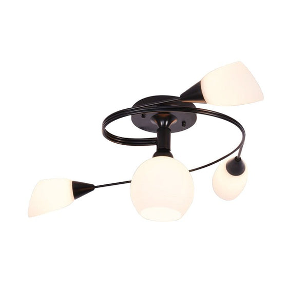 Thehouselights-4 Light Swirl Horseshoe&Globe Shade Semi Flush Mount-Ceiling Light--