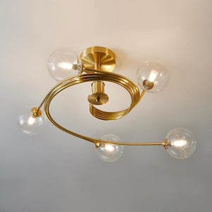 Thehouselights-5-Light Spin Ceiling Light with Glass Globe-Ceiling Light--