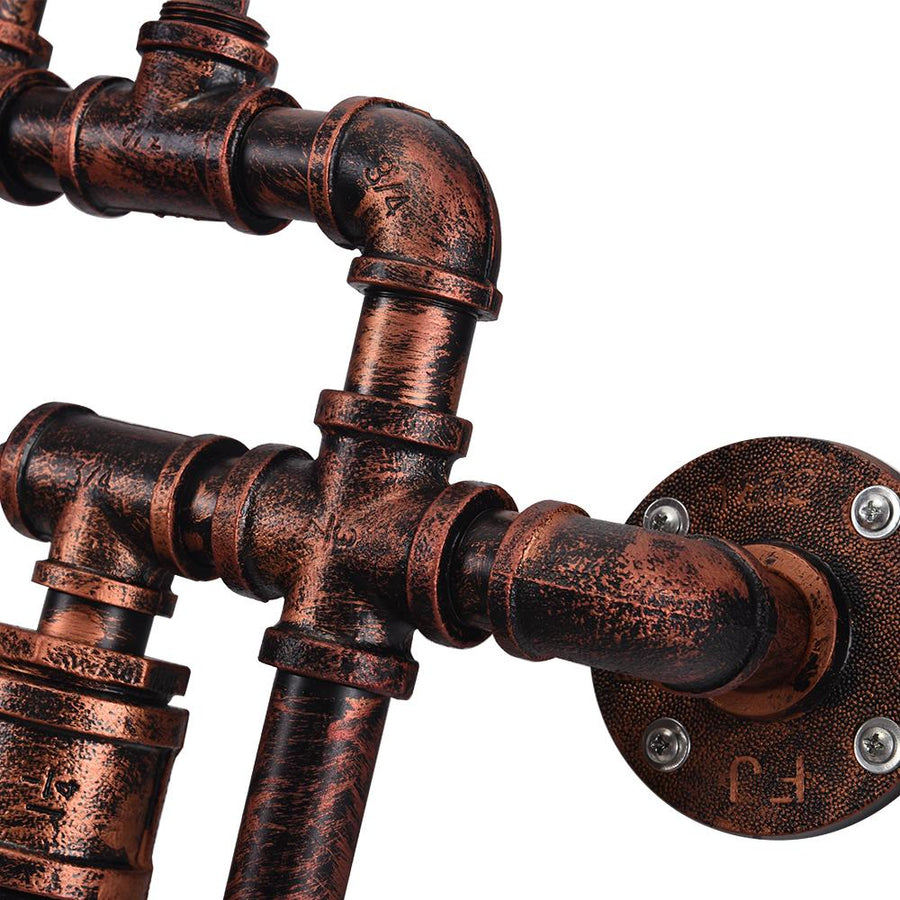 Thehouselights-5 Light Water Pipe Steampunk Wall Sconce-Wall Lights-Rusty-red-