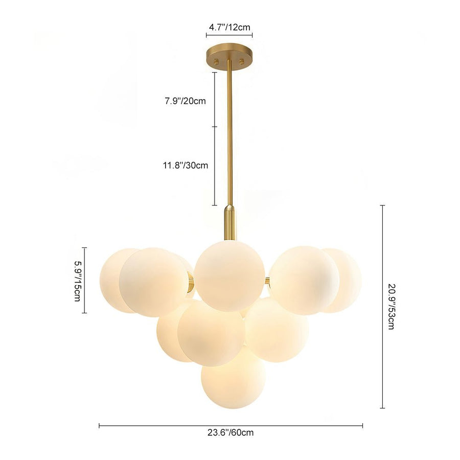 Thehouselights-5/13 Light Opal Glass Bubble Grape Brass Chandelier-Chandelier-5Lt-