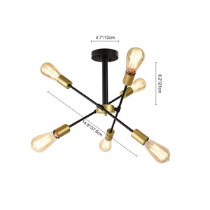 Thehouselights-6-Light Rotatable Sputnik Chandelier in Black/ Black+Gold-Chandelier-Black+Gold-