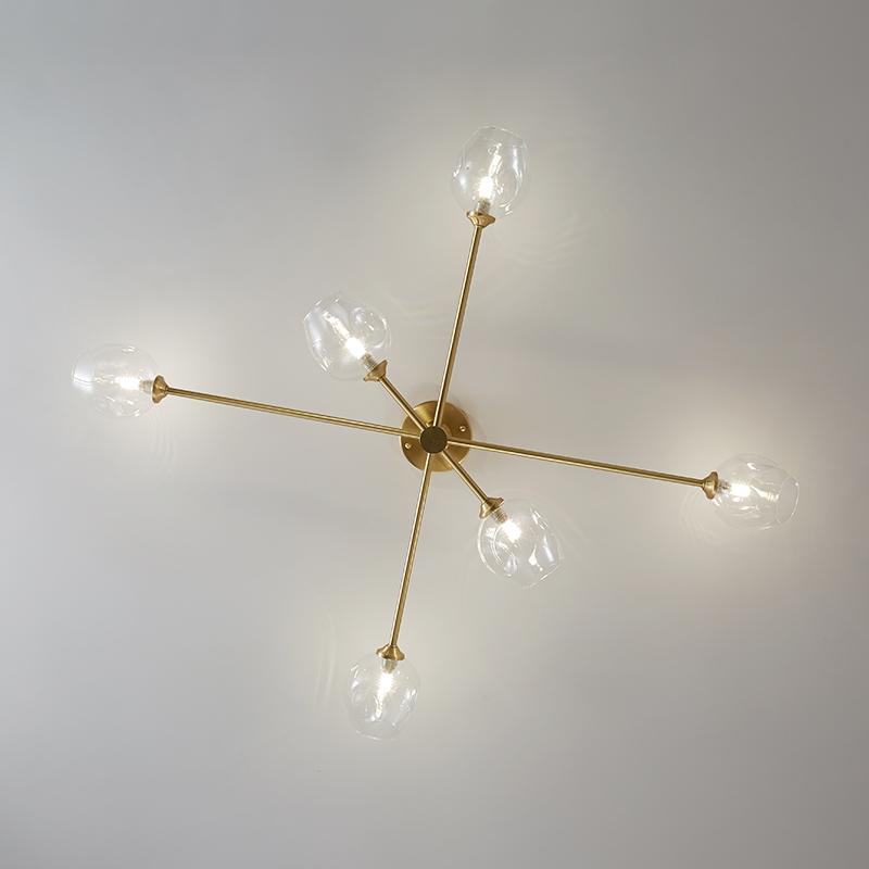 Thehouselights-6 Light Sputnik Glass Flush Mount Ceiling Light-Ceiling Light--