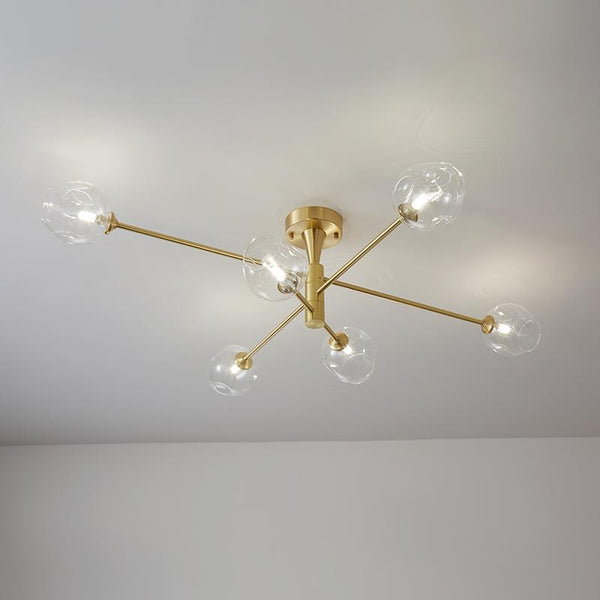 Thehouselights-6 Light Sputnik Glass Flush Mount Ceiling Light-Ceiling Light--