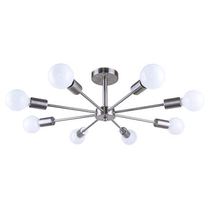 Thehouselights-8-Light Sputnik Semi Flush Ceiling Light-Flush Mount-Chrome-