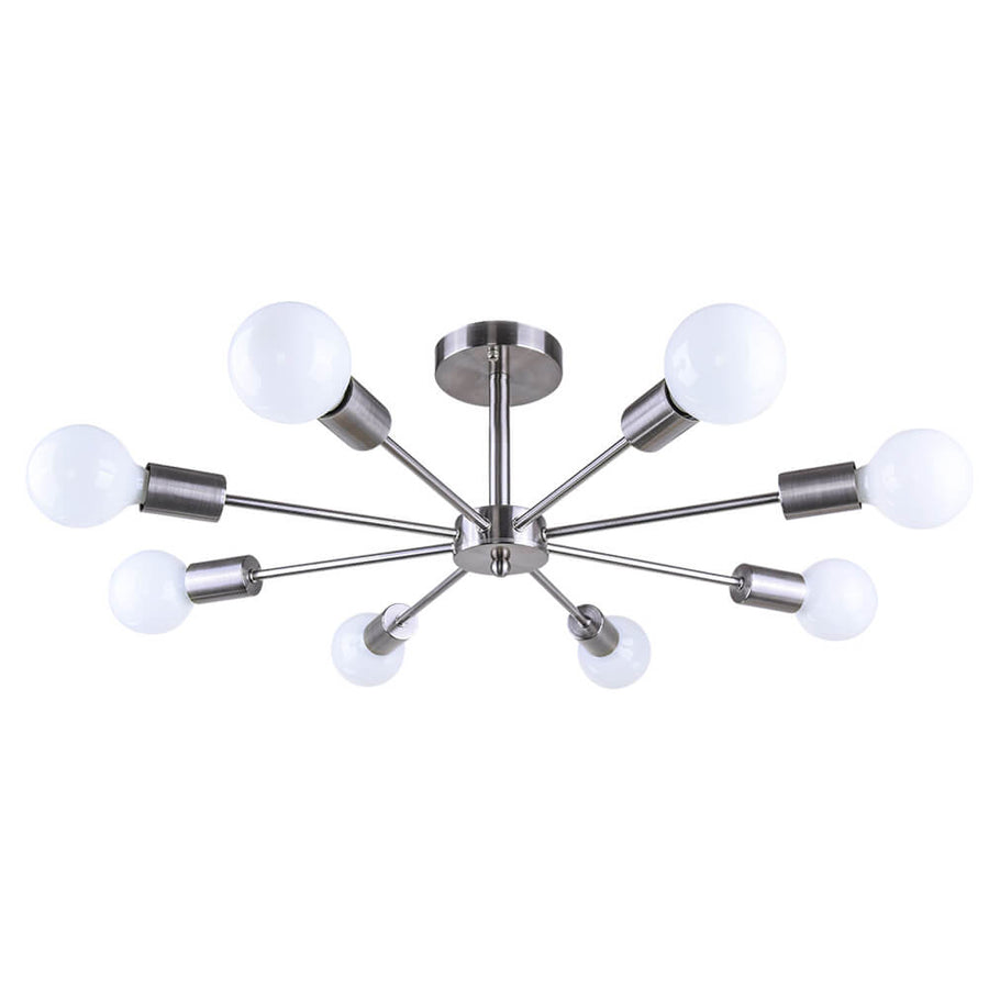 Thehouselights-8-Light Sputnik Semi Flush Ceiling Light-Flush Mount-Chrome-