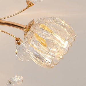 Thehouselights-9 Light Sputnik Glass Branching Flush Mount Ceiling Light-Ceiling Light--