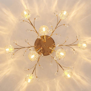 Thehouselights-9 Light Sputnik Glass Branching Flush Mount Ceiling Light-Ceiling Light--