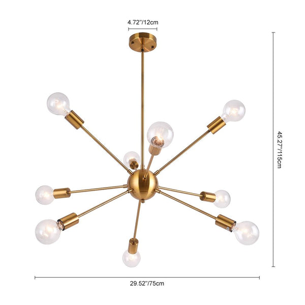 Thehouselights-9-Light Sputnik Gold Chandelier-Chandelier--