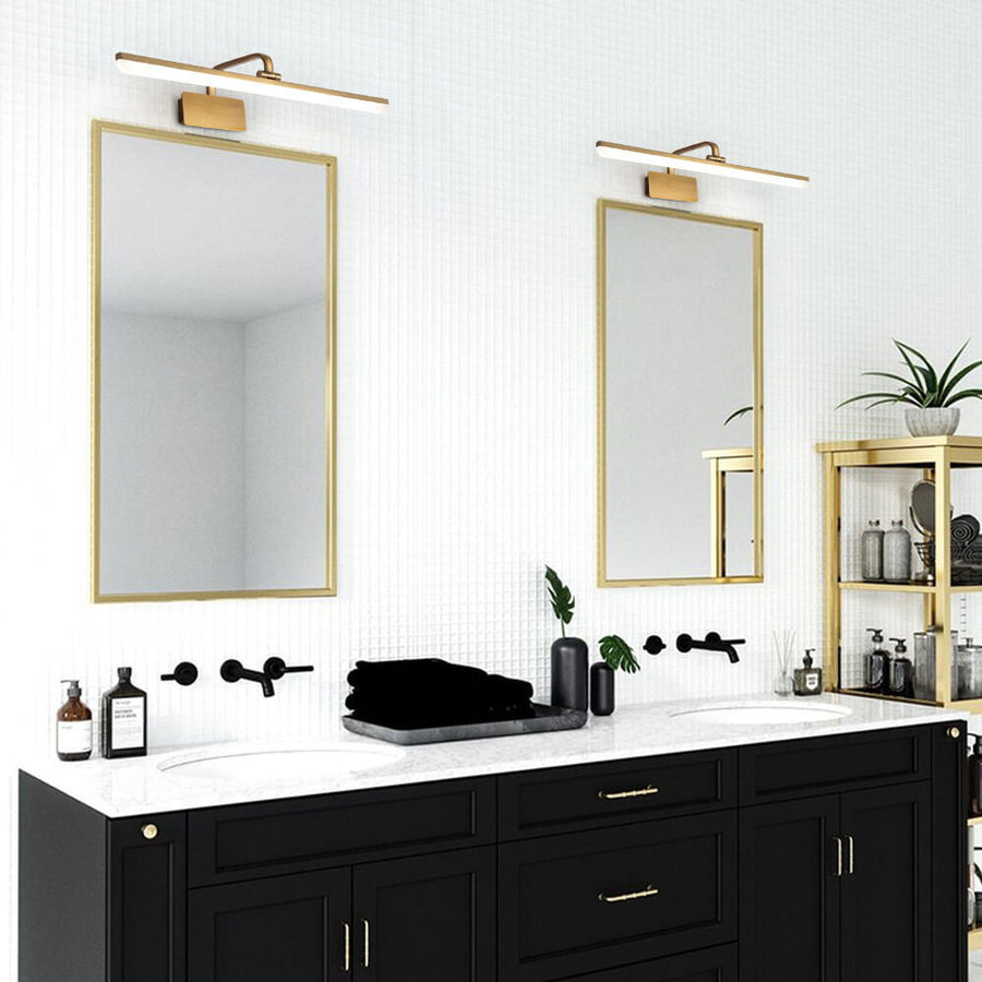 Modern Armed LED Bathroom Vanity Bar Light Wall Sconce in Satin Gold ...