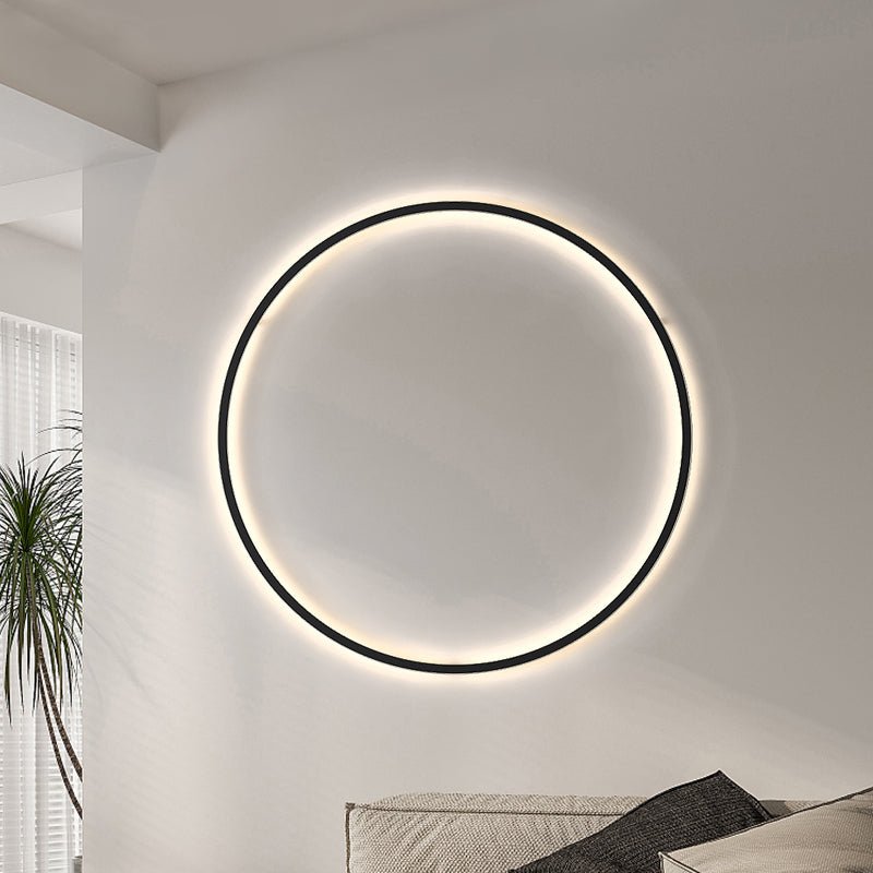 Minimalist Background Black LED Round Mood Sconce| Bedside Lamps – Thehouselights