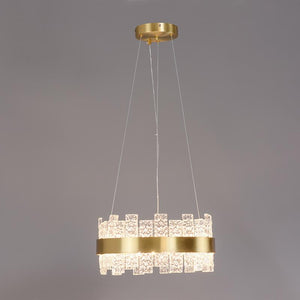 Thehouselights-Brass Glass Strips LED Chandelier-Chandelier--