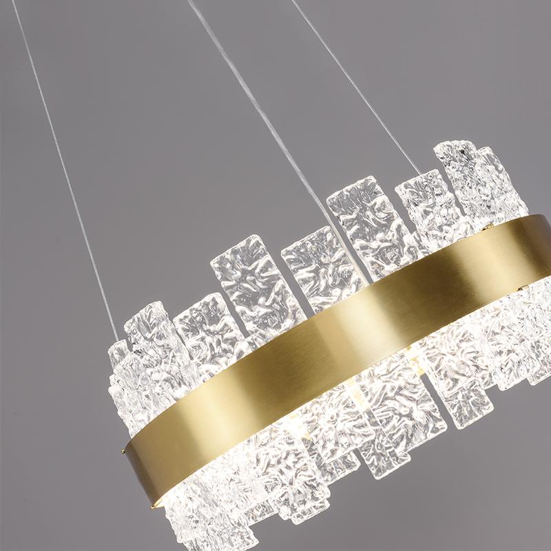 Thehouselights-Brass Glass Strips LED Chandelier-Chandelier--