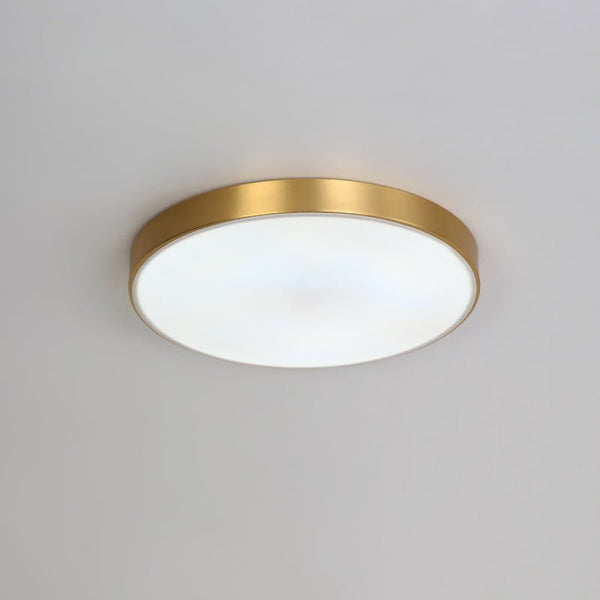 Thehouselights-Brass Round Shade LED Flush Mount-Ceiling Light--