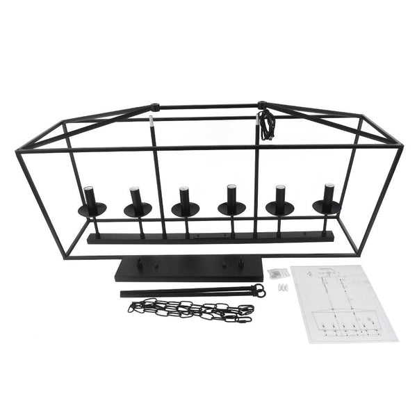 Thehouselights-Candle Style Kitchen Island Rectangle Chandelier-Chandelier--