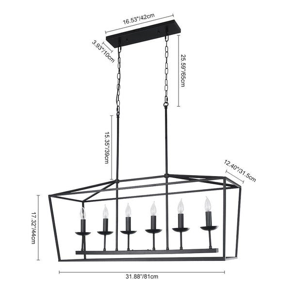 Thehouselights-Candle Style Kitchen Island Rectangle Chandelier-Chandelier--