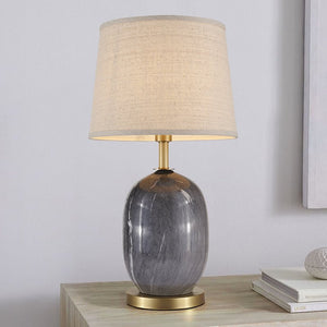 Thehouselights-Ceramic Table Lamp with Fabric Drum Shade-Table Lamp--