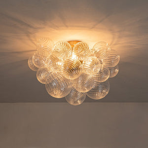 Thehouselights-Cluster Glass Bubble Semi Flush Chandelier-Ceiling Light-Brass-