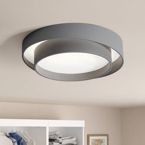 Thehouselights-Concentric Rings Round Flush Mount Ceiling Light-Ceiling Light-Cool White-Gray