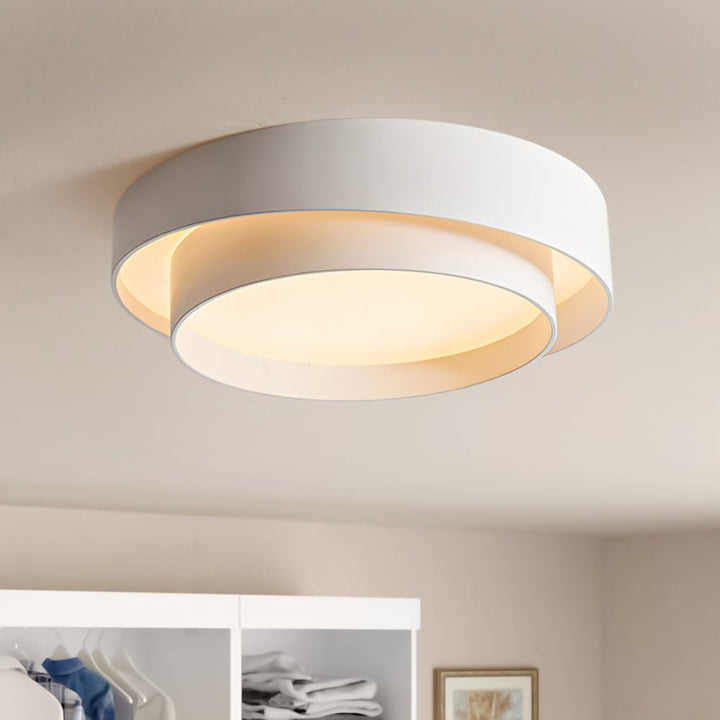 Thehouselights-Concentric Rings Round Flush Mount Ceiling Light-Ceiling Light-Warm White-White
