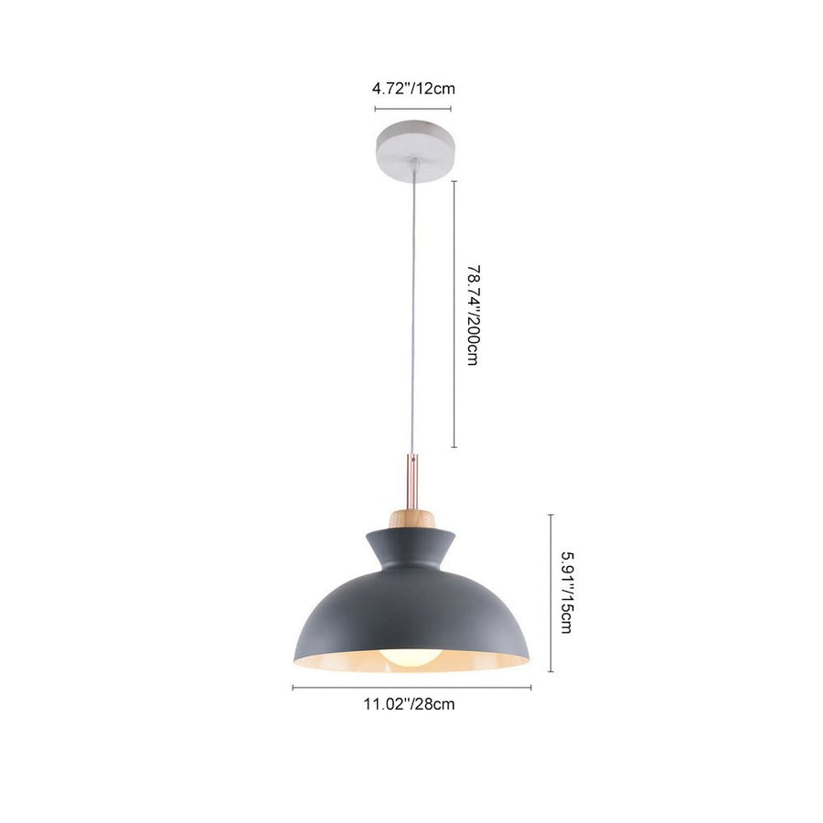 Thehouselights-Craftsman Style 1-Light Single Dome Pendant Light-Pendant-White-