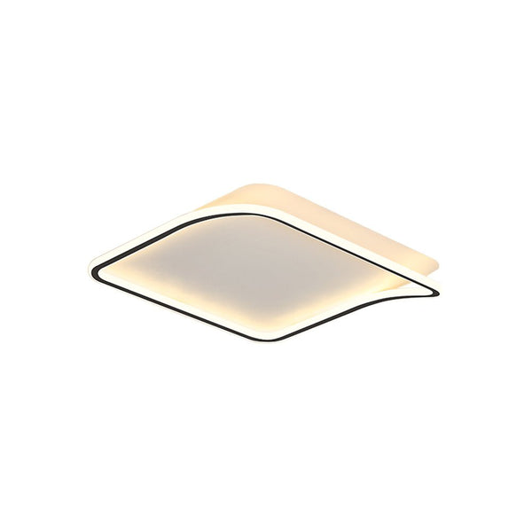 Thehouselights-Designer Sleek Square LED Flush Mount-Ceiling Light-Cool White-Black