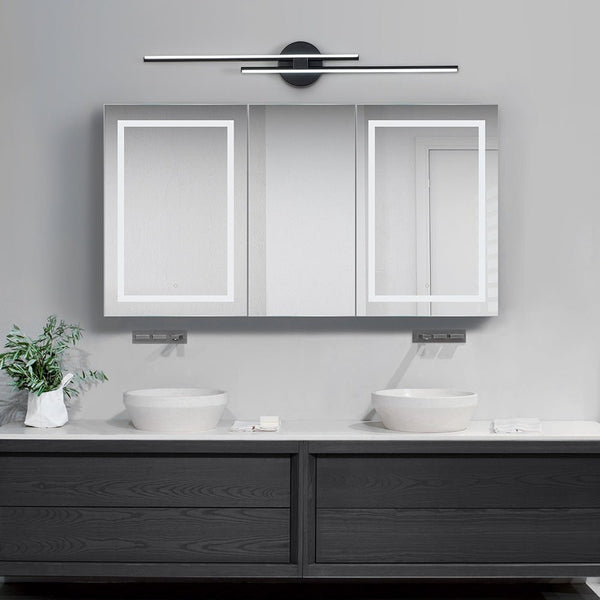 Thehouselights-Dimmable Linear LED Wall Sconce Bathroom Vanity Light-Wall Lights-Black-80 CM