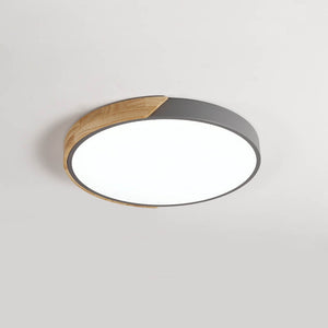 Thehouselights-Dimmable Metal and Wood Circle Flush Mount Ceiling Light-Flush Mount-Black-30 cm.