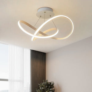 Thehouselights-Draped Swirl LED Chandelier in White-Chandelier--