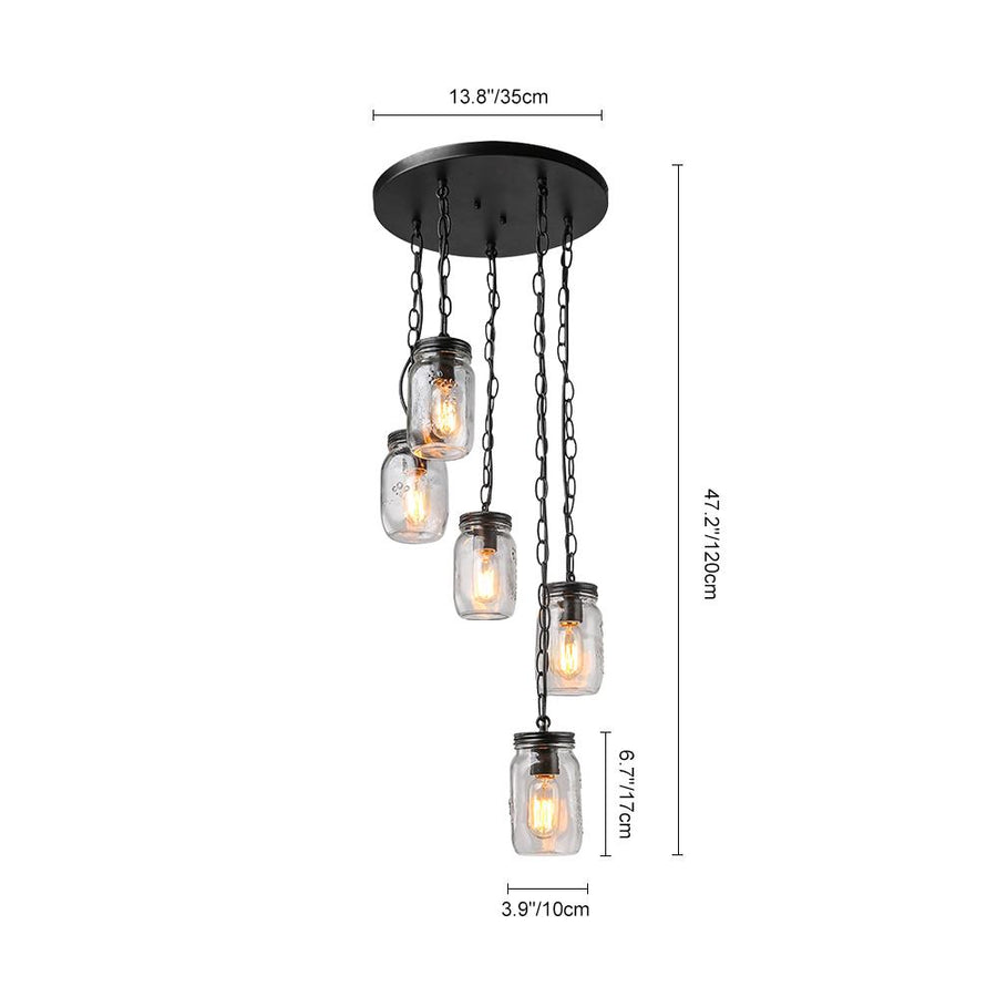 Thehouselights-Five-Light Mason Jar Light Fixture-Pendant--