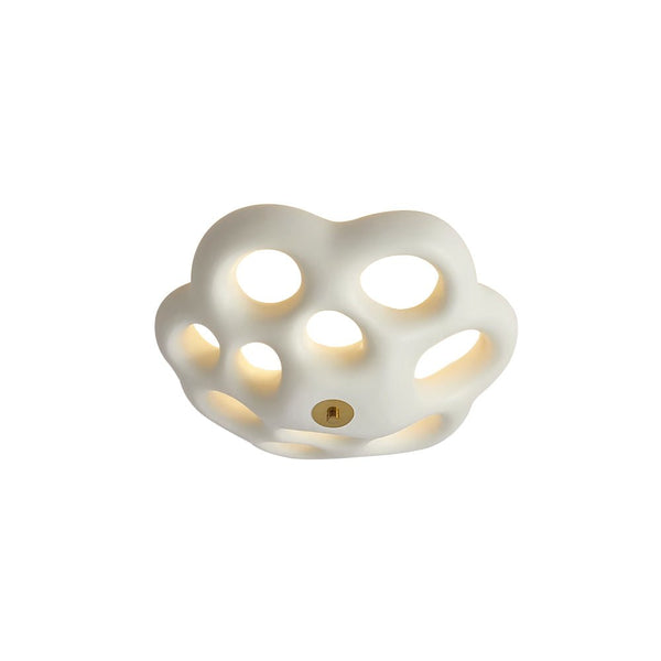 Thehouselights-Flower Design LED Flush Mount Ceramic Ceiling Light-Ceiling Light-White-