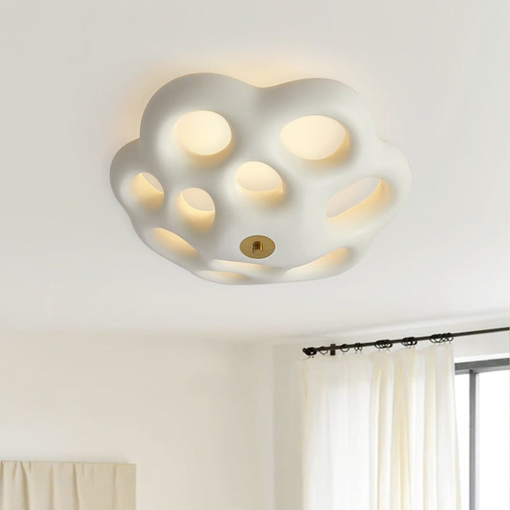Thehouselights-Flower Design LED Flush Mount Ceramic Ceiling Light-Ceiling Light-White-