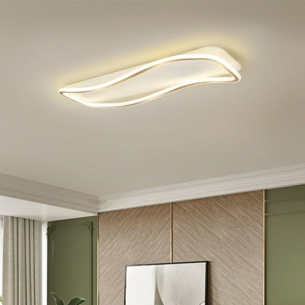 Thehouselights-Geometric Rectangle Wave LED Flush Mount-Ceiling Light--