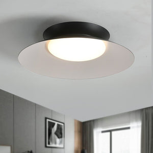 Thehouselights-Geometric Saucer Bowl LED Flush Mount Ceiling Light-Ceiling Light-Warm White-Black