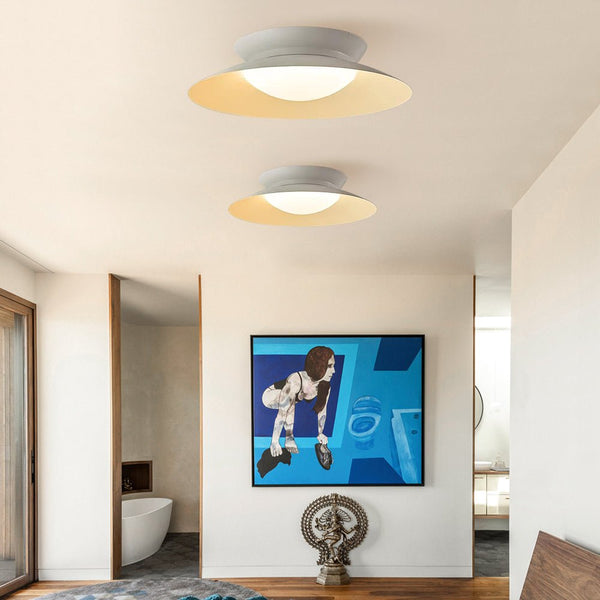Thehouselights-Geometric Saucer Bowl LED Flush Mount Ceiling Light-Ceiling Light-Warm White-White