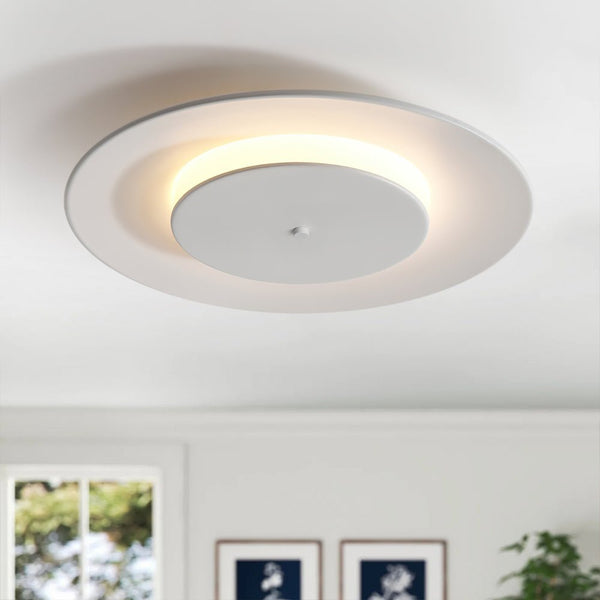 Thehouselights-Geometric Saucer UFO LED Flush Mount Ceiling Light-Ceiling Light-Warm White-White