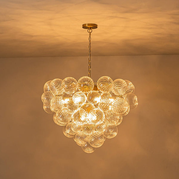 Thehouselights-Glam Cluster Grape Ribbed Glass Bubble Chandelier-Chandelier-Brass-