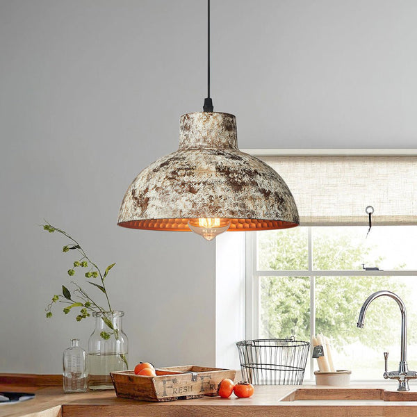 Thehouselights-Handmade Textured Painted Industrial Dome Pendant Light-Pendant-Graphite-