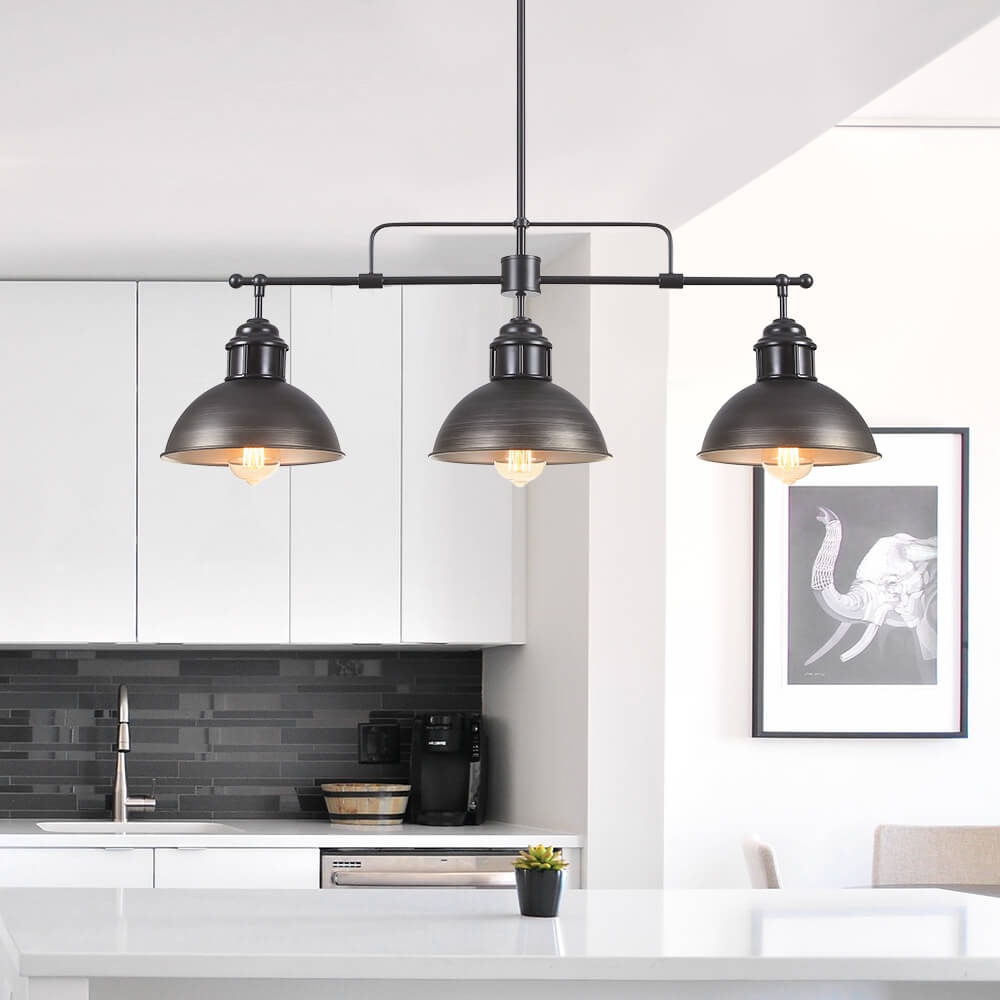 Modern Industrial Kitchen 3-Light Dome Pendant Light | Bar Pendant ...