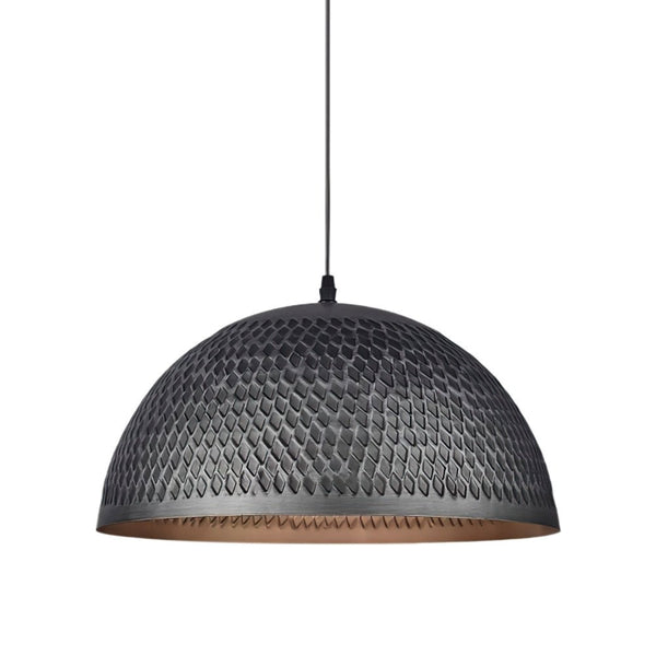 Thehouselights-Industrial Steel Dome Pendant Light-Pendant-Black-