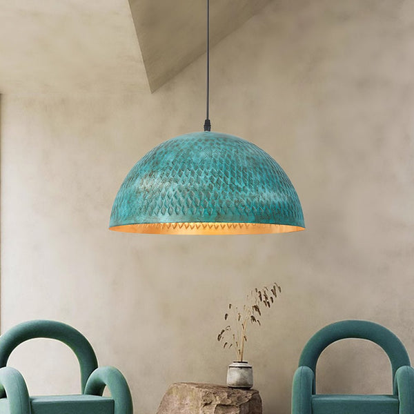 Thehouselights-Industrial Steel Dome Pendant Light-Pendant-Green-
