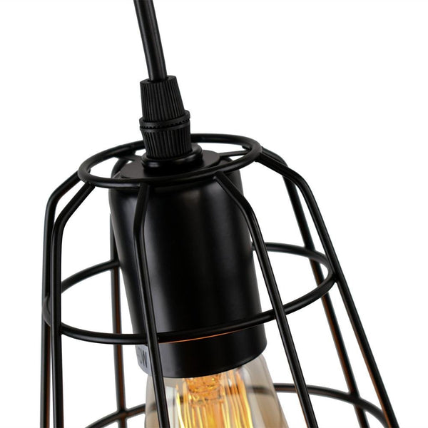 Thehouselights-Industrial Vintage 1-Light Black Cage Single Pendant Light-Pendants--