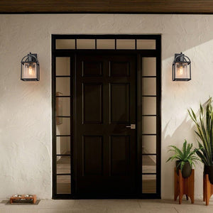 Thehouselights-IP23 Lantern Crackle Glass Outdoor Wall Sconce-Wall Lights-1 Pack-