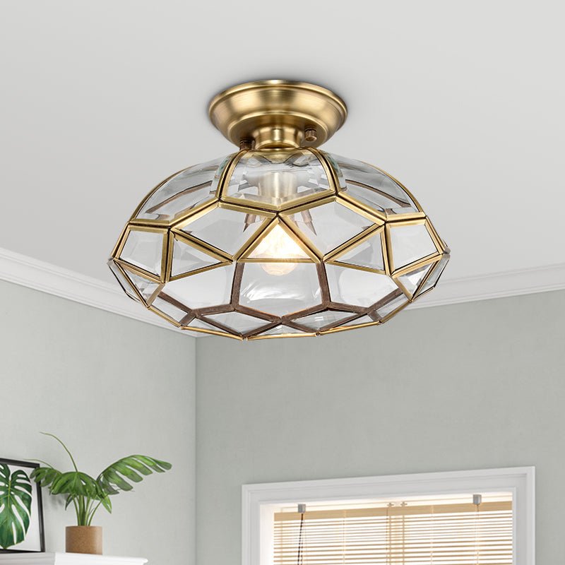 Thehouselights-Lantern Geometric Panel Semi Flush Mount-Ceiling Light--