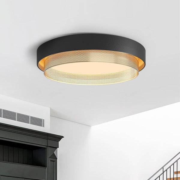 Thehouselights-LED Circular Hollow Flush Mount Ceiling Light-Ceiling Light-Warm White-Black