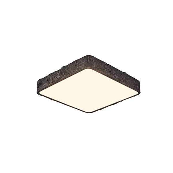 Thehouselights-LED Nordic Stone Rock Design Square Flush Mount-Ceiling Light-Black-63 cm.
