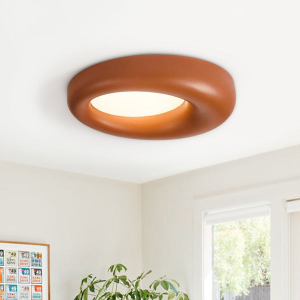 Thehouselights-LED Resin Nordic Ring Shape Wabi-Sabi Flush Mount Ceiling Light-Ceiling Light-Orange-Large